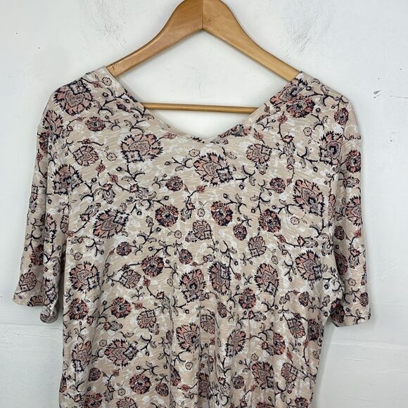 J. Jill Pima Double-Elbow Sleeve Tunic Flower Print Top size Large - Picture 6 of 12